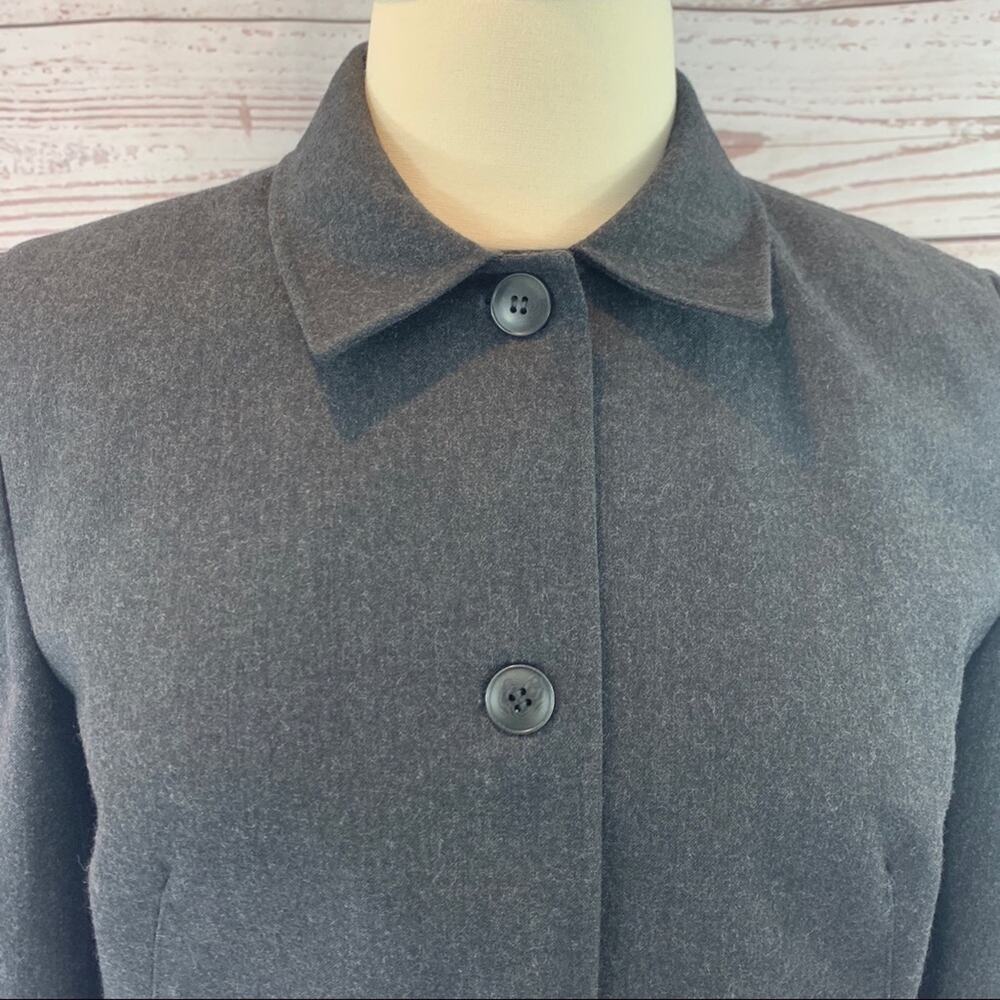 Talbots 100% Wool Grey Jacket Button Front Pockets - image 2